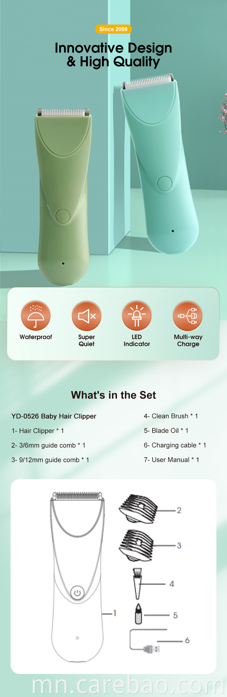 Washable Electric Hair Clipper For Baby